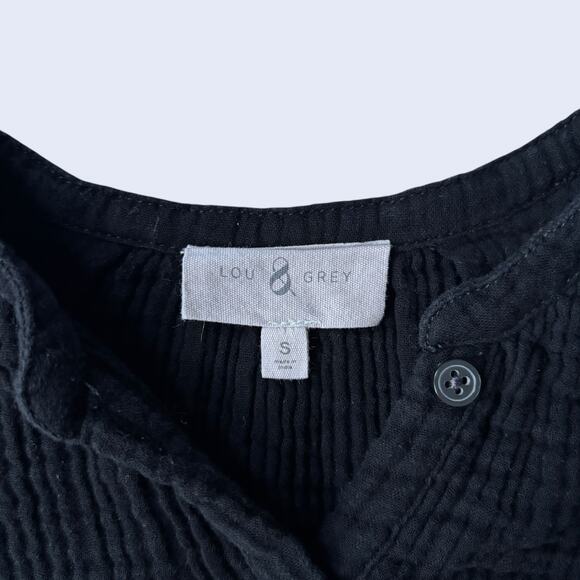 Lou & Grey Black Sleeveless Top Small Gauze Button Front Minimalist - Picture 3 of 5